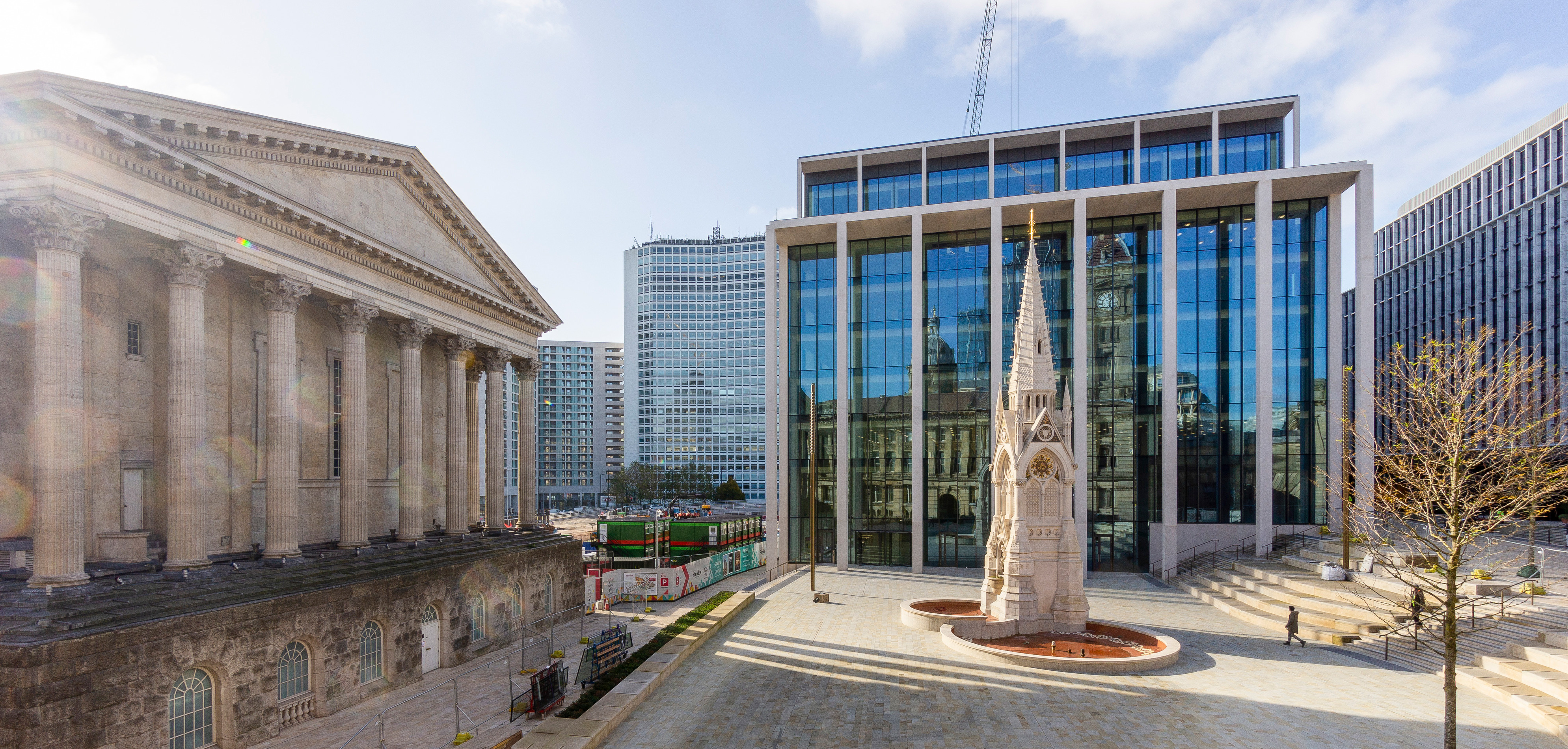 Views across Chamberlain Square showing the Town Hall and Two Chamberlain Square..